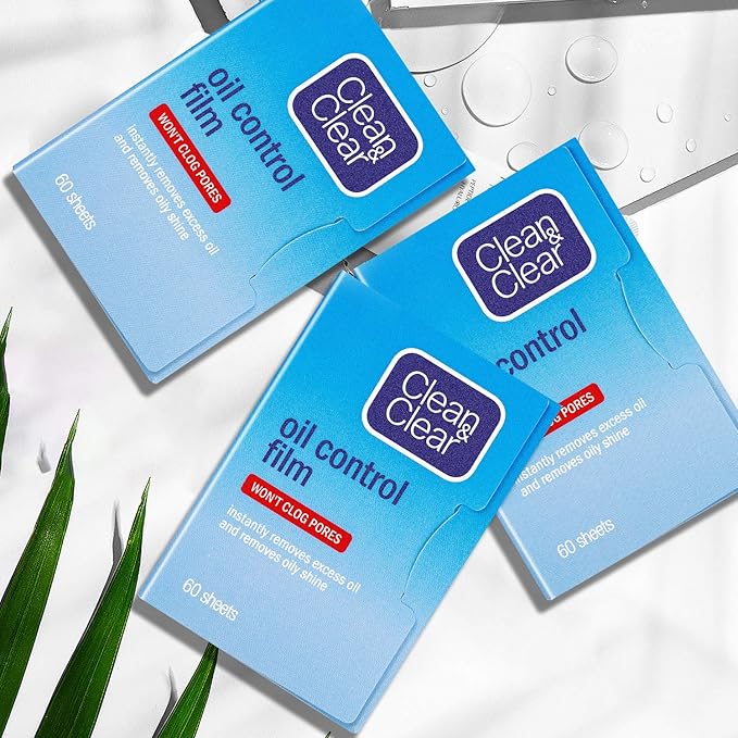 Oil Control Film, Oil Blotting Paper the Same Series with Clean & Clear Oil Absorbing Facial Sheets, 60 sheets Makeup Friendly High-performance Handy Face Blotting Paper for Oily Skin