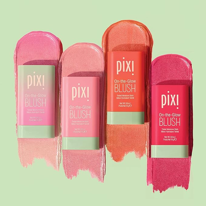 Pixi On-the-Glow Blush - Fleur, Hydrating Tinted Moisture Blush Stick with Ginseng, Aloe Vera & Fruit Extracts, For Cheeks & Lips, 19g / 0.6oz, Paraben-Free