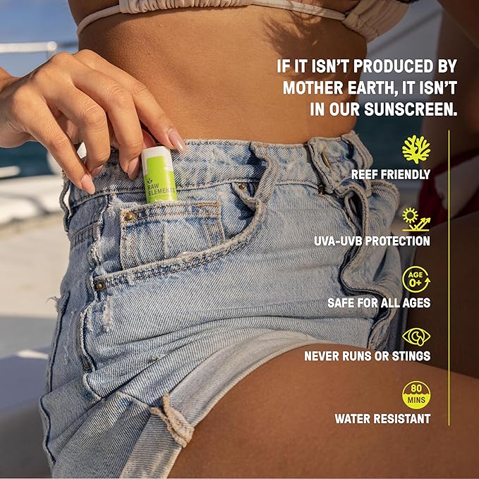 Raw Elements Organic Outdoor Sunscreen Lip Balm Rescue - SPF 30, UVA-UVB Protection, Reef-Safe, Non-Nano Zinc, Water Resistant, 0.15 oz (Pack of 1)