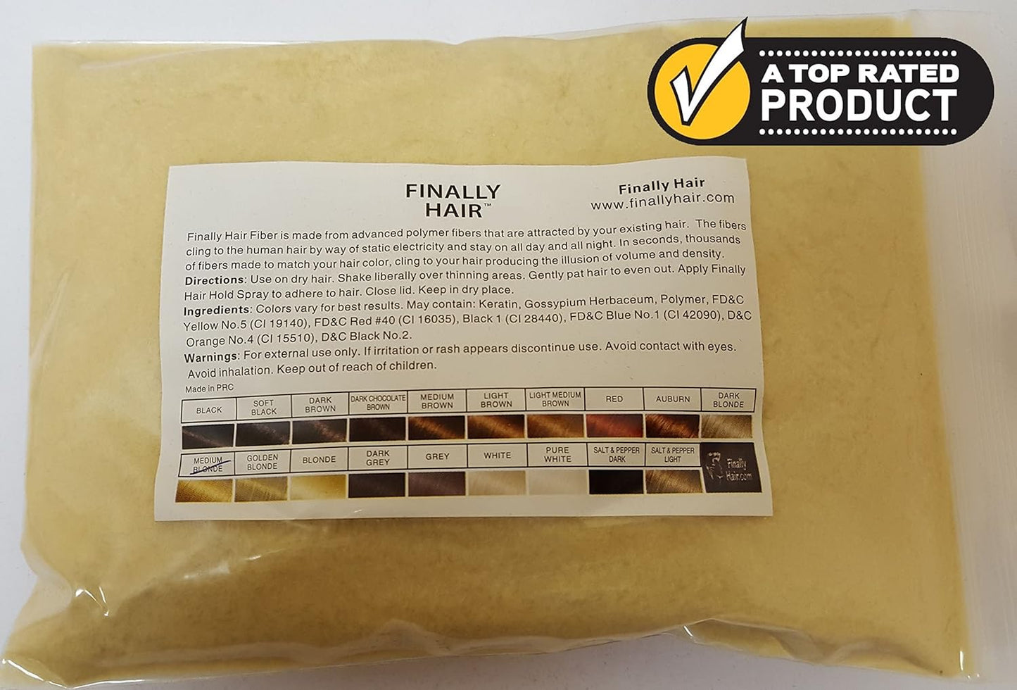 Finally Hair Building Fiber REFILL 100 Grams Medium Blond Hair Loss Concealer by Finally Hair (Light Medium Blonde)