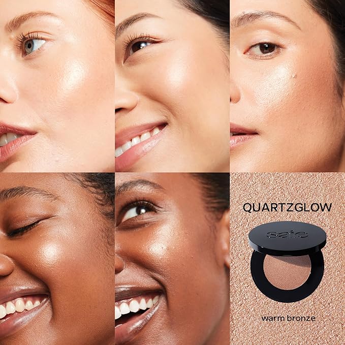 Saie Glow Sculpt Multi-Use Highlighter + Cream Blush - Lightweight with Hyaluronic Acid + Micropearl for Radiant, Glowing Skin - Quartzglow (.02 oz)