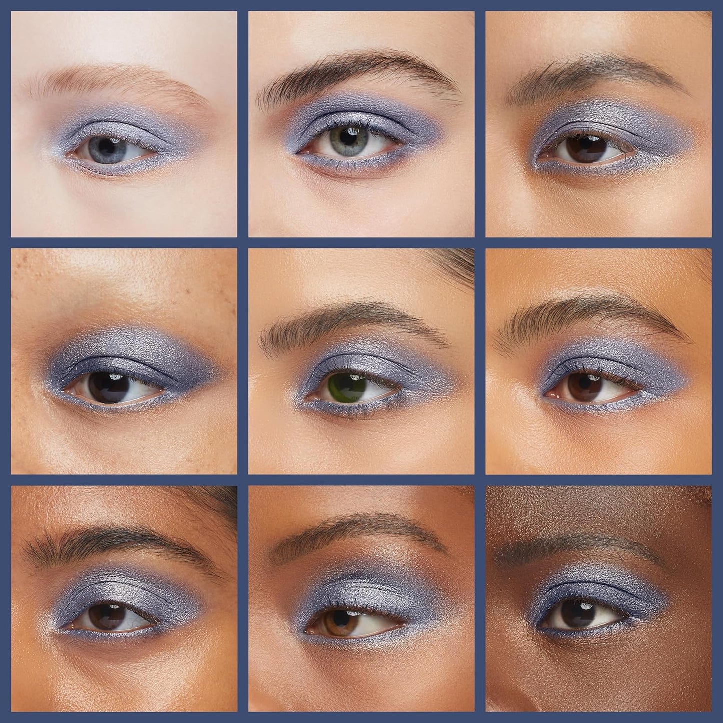 Steel Navy Blue Ice Denim Shimmering Smokey Eye Ocean Grey Pressed Powder Single Vegan Eyeshadow; Talc, Paraben & Cruelty Free