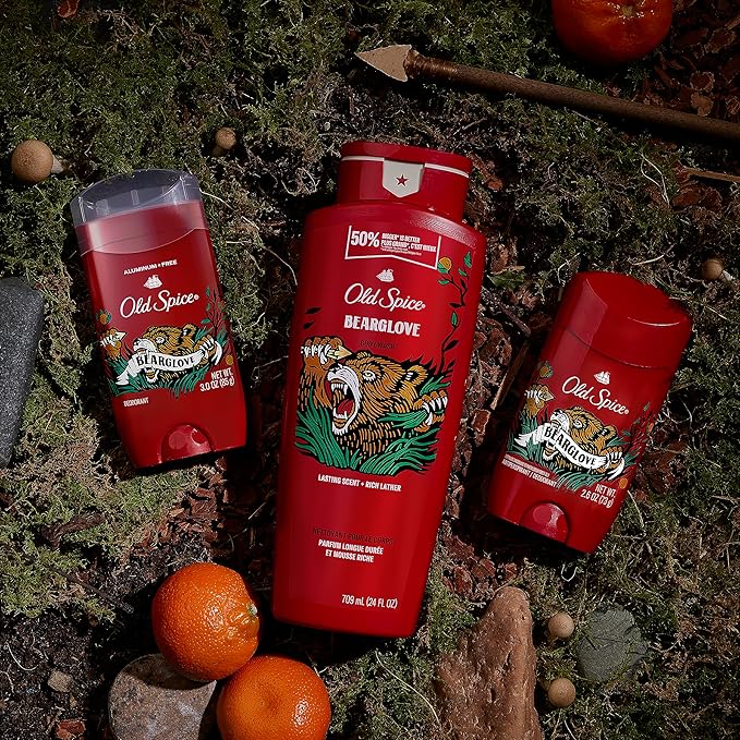 Old Spice Body Wash for Men, Bearglove, Long Lasting Lather, 24 fl oz (Pack of 4)