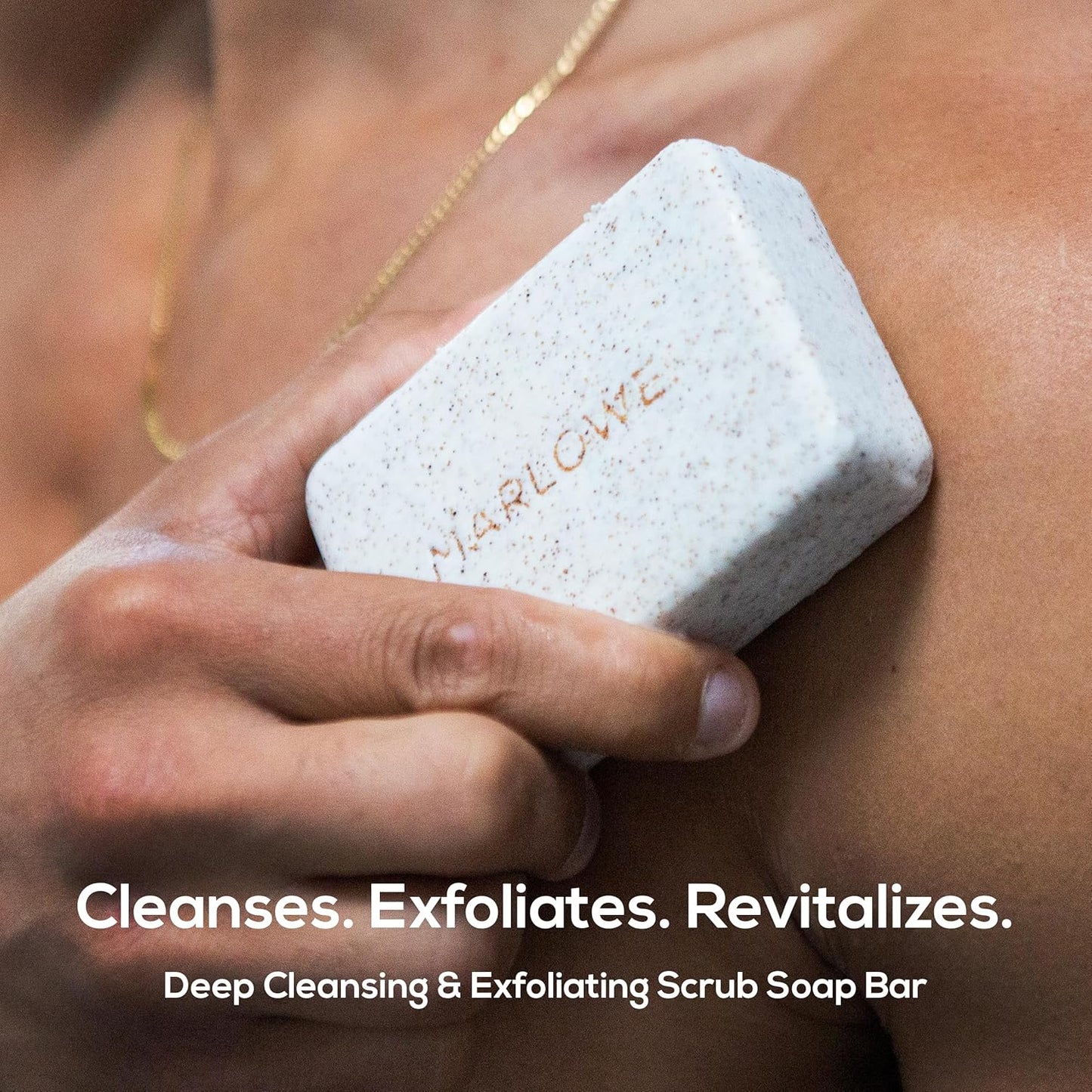 MARLOWE. No. 102 Body Scrub Soap 7 oz (3 Bars), Santal, Exfoliating Soap Bar with Shea Butter, Olive Oil & Green Tea Extracts, Cleanses, Smooths & Revitalizes Skin, Warm Amber, Spice & Citron Scent